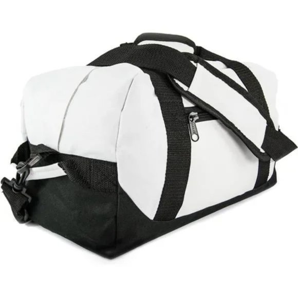 New 14" Small Duffle Bag Two Toned Gym Travel Bag White